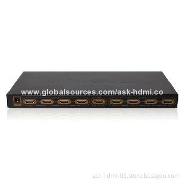 HDMI 1 x 8 Splitter with 5V DC/3A Power Supply, 26AWG Cable Length